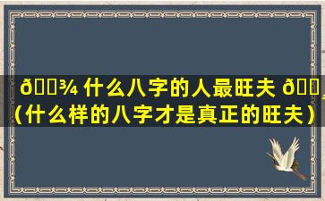 🌾 什么八字的人最旺夫 🕸 命（什么样的八字才是真正的旺夫）